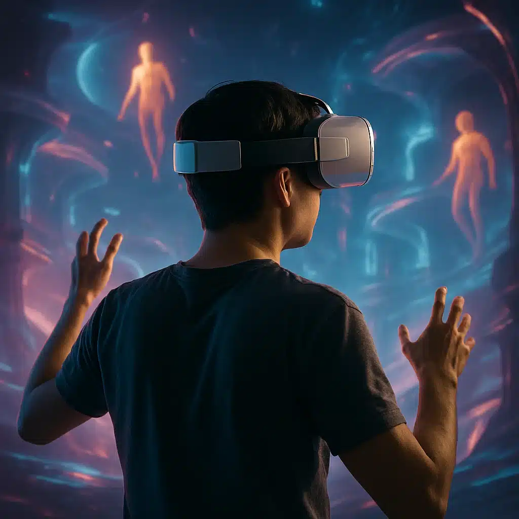 Person spelar VR Escape Room i Halmstad